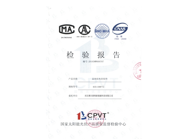 多晶100W檢測報(bào)告